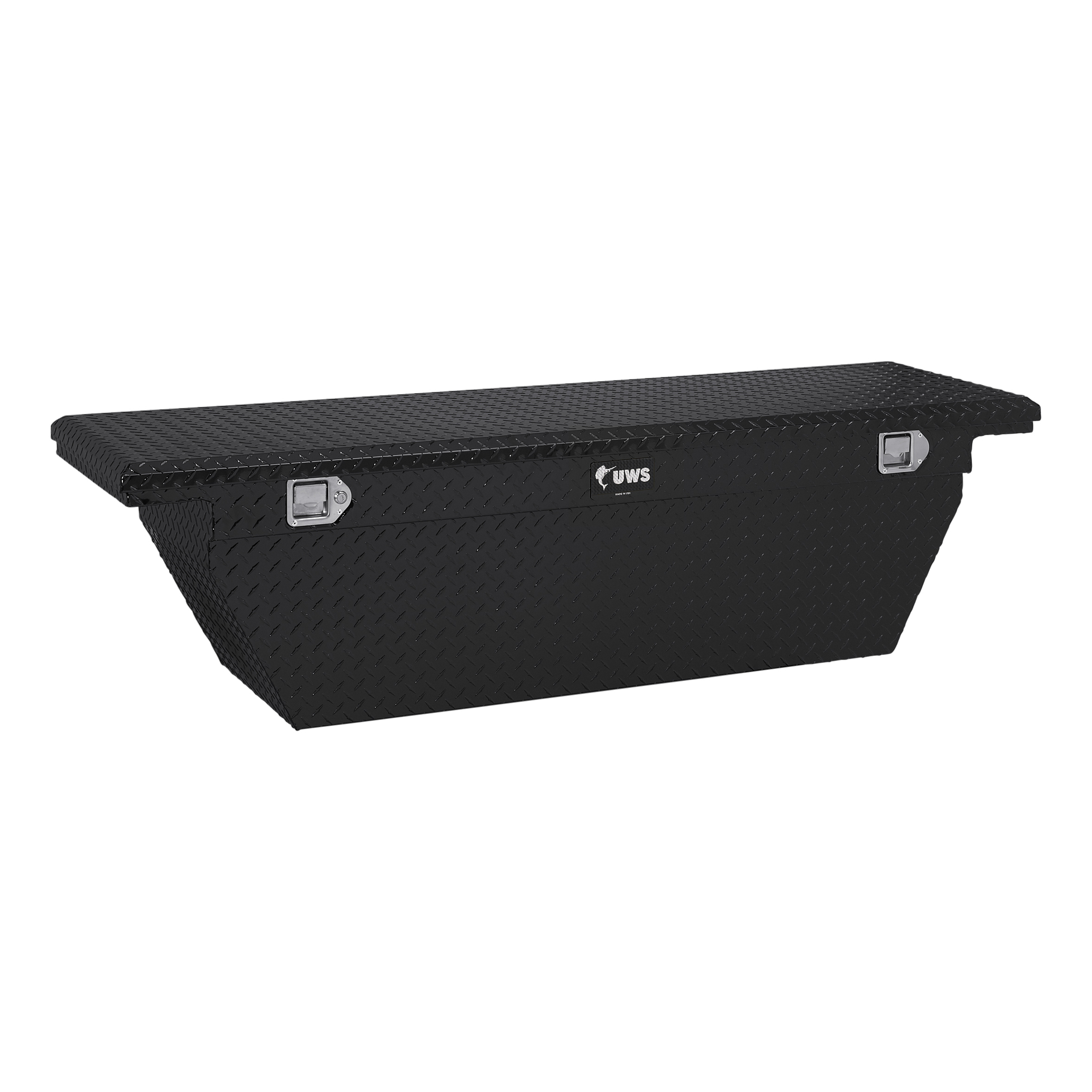 UWS, 69in. Angled Crossover Truck Tool Box, Width 69.875 in, Material Aluminum, Color Finish Gloss Black, Model# EC10772